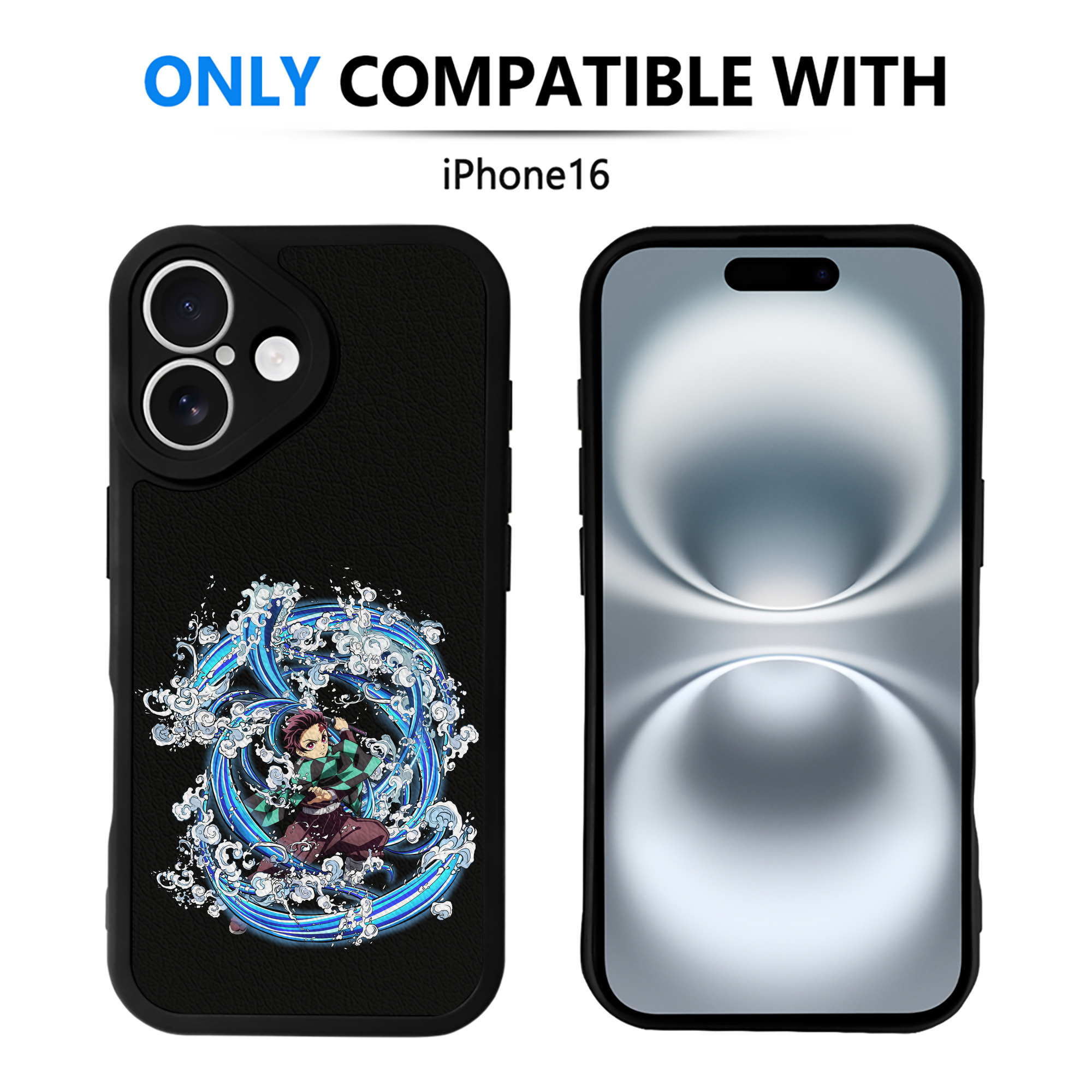 （画像用） 鬼滅の刃 竈門 炭治郎／かまど たんじろう Kamado Tanjirou 【iPhone 16シリーズ対応】シリコンスマホケース（レザー調） 材質：シリコン